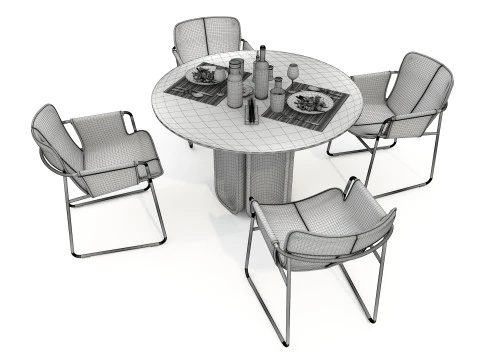 Modern Dining Table and Chairs 46 3D Model