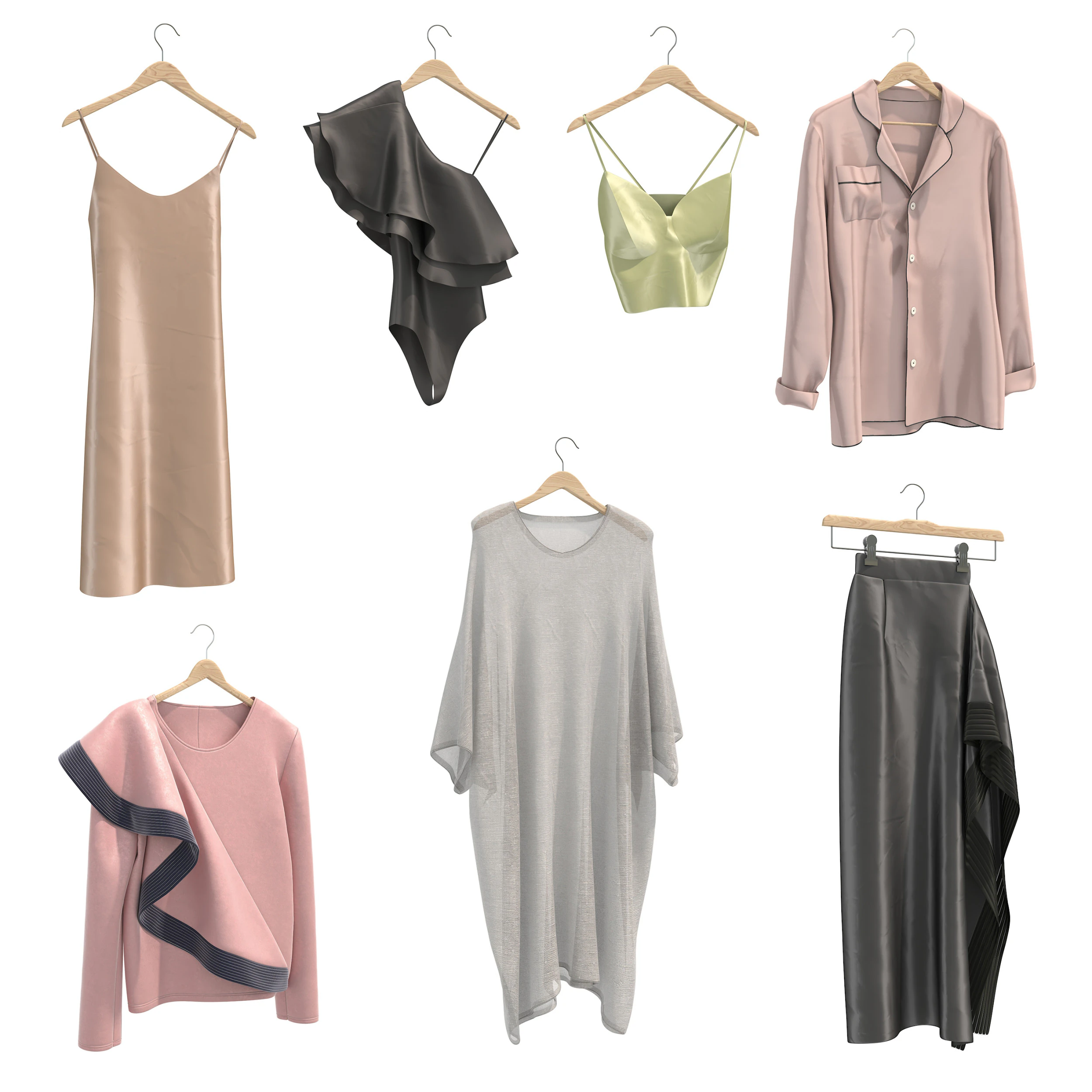 Women Clothing Collection 23 3D Model .c4d .max .obj .3ds .fbx .stl .blend