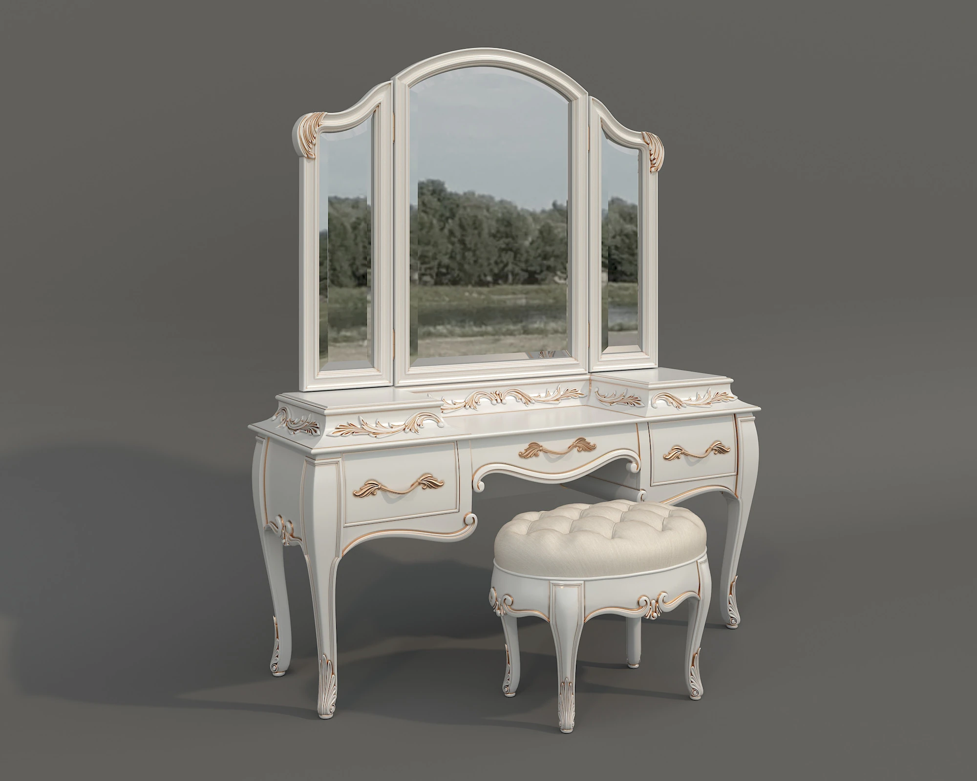 Classic European style Dressing Table 32 3D Model .c4d .max .obj .3ds .fbx .stl .blend