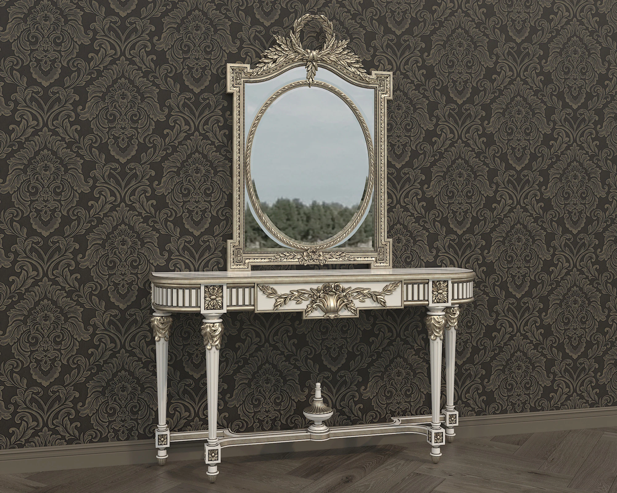 Classic European Style Console Table 15 3D Model .c4d .max .obj .3ds .fbx .stl .blend 