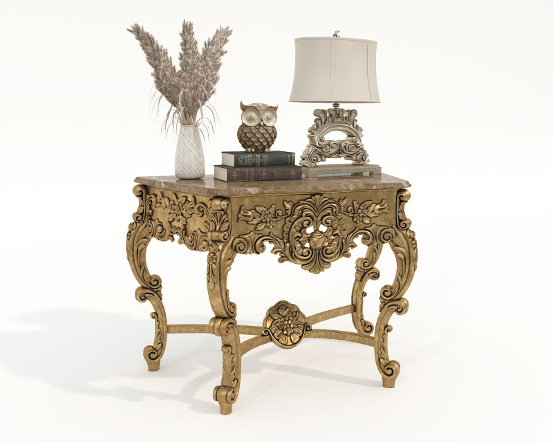 Classic European Style Console Table and Decoration Model 3D .c4d .max .obj .3ds .fbx .stl .blend