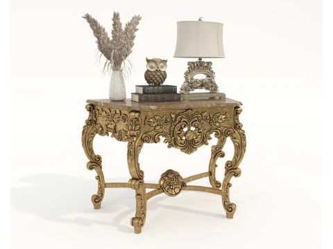 Класичний європейський консольний стіл і прикраси 3D Модель
