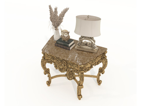 Classic European Style Console Table and Decoration Model 3D