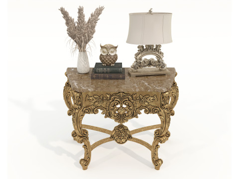 Classic European Style Console Table and Decoration Model 3D