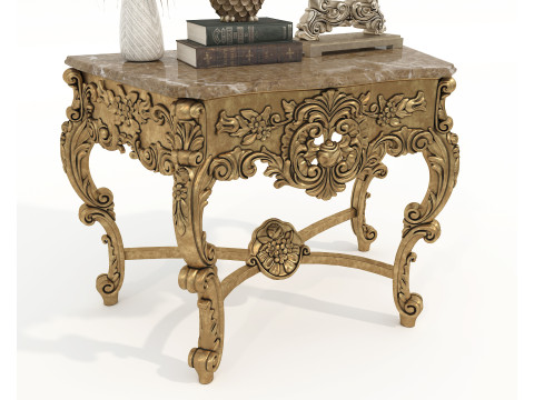 Classic European Style Console Table and Decoration Model 3D