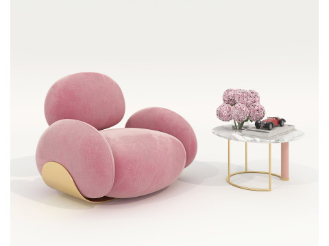 Modern Coffee Table and Armchair 60 3Dモデル