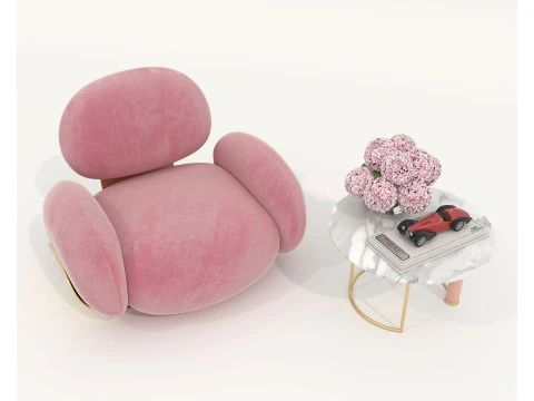 Modern Coffee Table and Armchair 60 3D Model