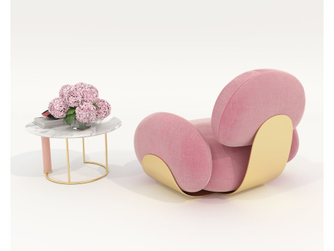 Modern Coffee Table and Armchair 60 3Dモデル