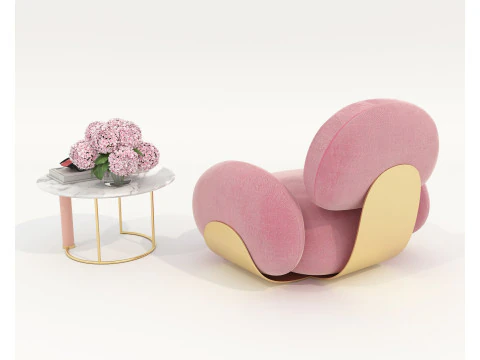 Modern Coffee Table and Armchair 60 3D Model