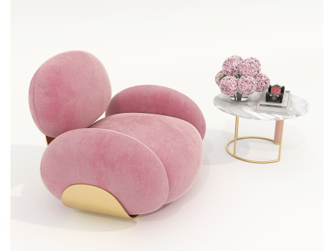Modern Coffee Table and Armchair 60 3Dモデル