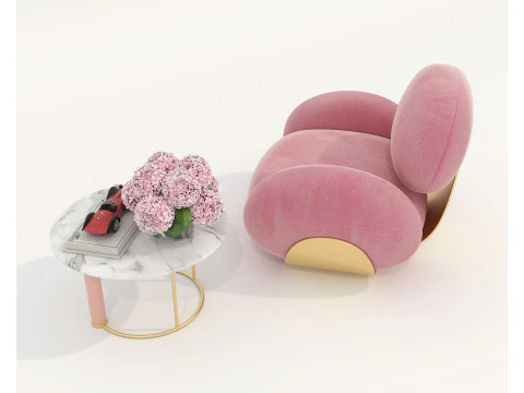 Modern Coffee Table and Armchair 60 3D Model