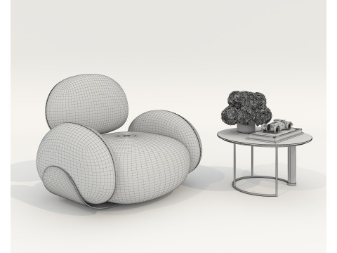Modern Coffee Table and Armchair 60 3Dモデル