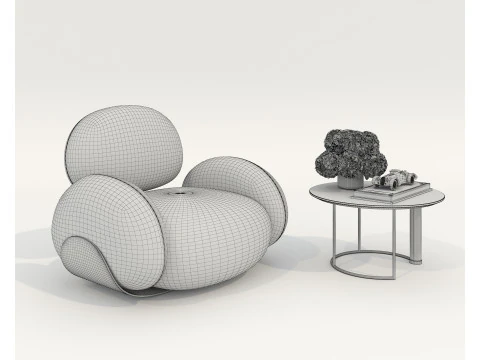 Modern Coffee Table and Armchair 60 3D Model