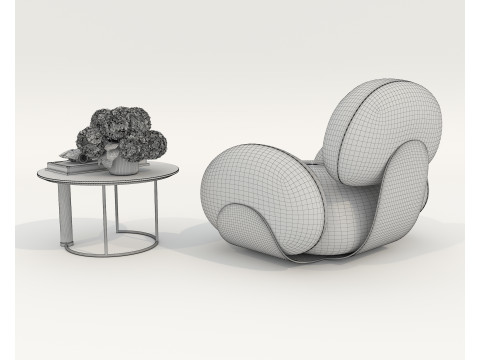 Modern Coffee Table and Armchair 60 3Dモデル