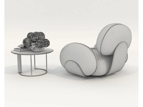 Modern Coffee Table and Armchair 60 3D Model