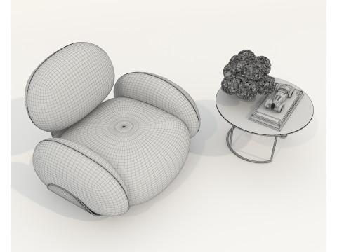 Modern Coffee Table and Armchair 60 3Dモデル