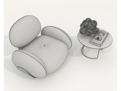 Modern Coffee Table and Armchair 60 3D Model