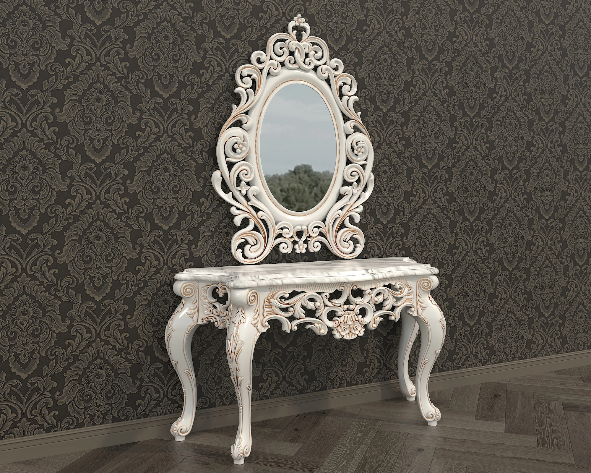 Consolle in stile classico europeo 19 Modello 3D .c4d .max .obj .3ds .fbx .stl .blend