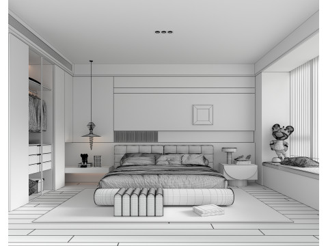 Modern Bedroom Scene 51 3Dモデル