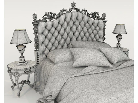 Set letto classico in stile europeo 72 Modello 3D