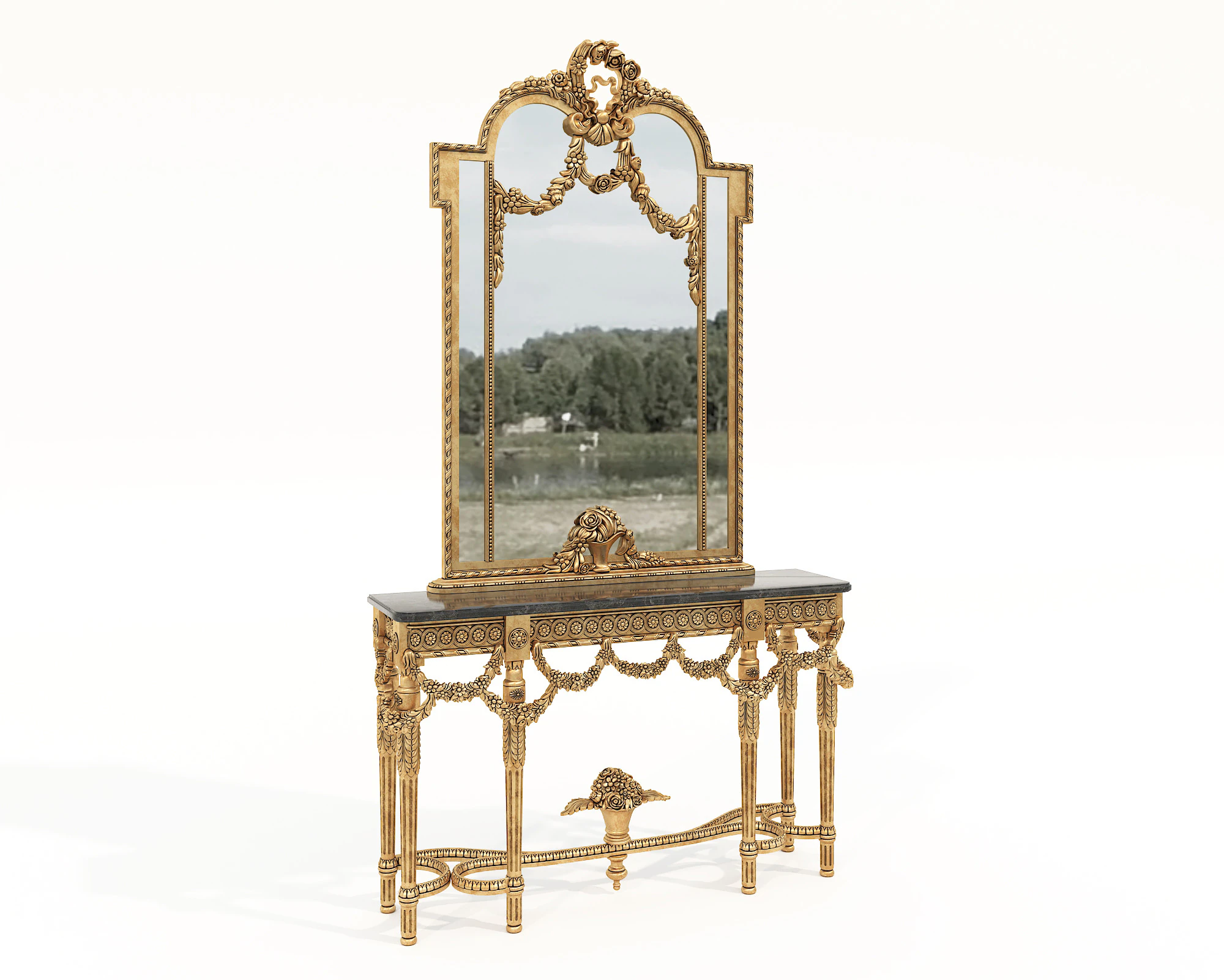 Classic European Style Console Table 20 3D Model .c4d .max .obj .3ds .fbx .stl .blend 