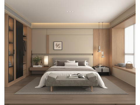 Modern Bedroom Scene 52 3D Model