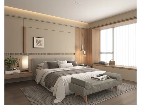 Modern Bedroom Scene 52 3D Model