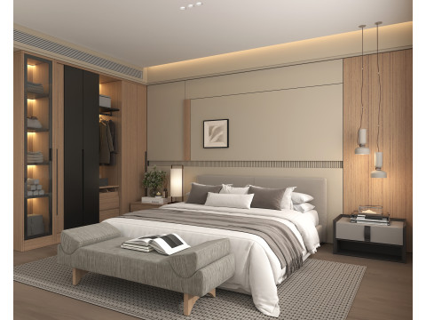 Modern Bedroom Scene 52 Model 3D