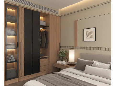 Modern Bedroom Scene 52 3D Model