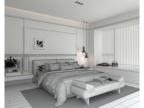 Modern Bedroom Scene 52 Model 3D