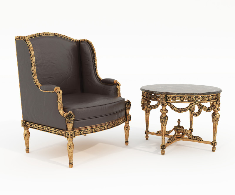 Classic European Style Coffee Table and Armchair 34 Modelo 3D .c4d .max .obj .3ds .fbx .stl .blend
