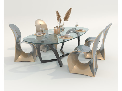 Modern Dining Table and Chairs 47 3D 모델