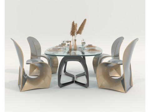 Modern Dining Table and Chairs 47 3D मॉडल