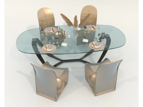 Modern Dining Table and Chairs 47 3D Model