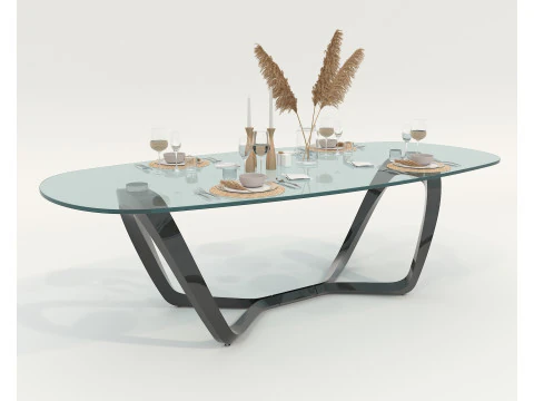 Modern Dining Table and Chairs 47 3D Model