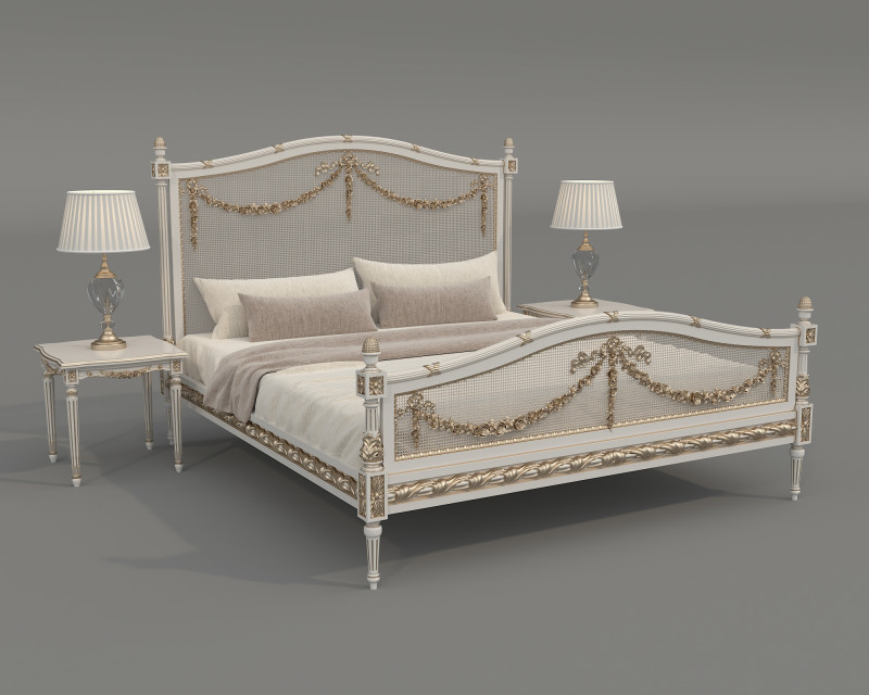 Classic European Style Bed Set 73 3D 모델 .c4d .max .obj .3ds .fbx .stl .blend 