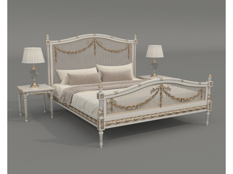 Classic European Style Bed Set 73 Modelo 3D