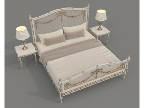 Classic European Style Bed Set 73 3D 모델