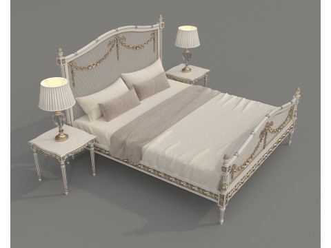 Classic European Style Bed Set 73 3D 모델