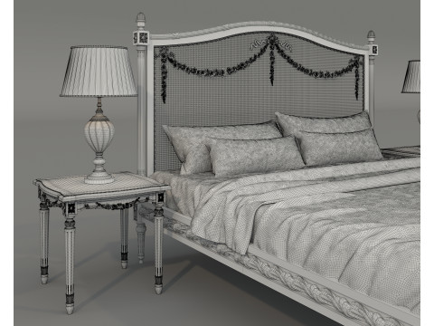 Classic European Style Bed Set 73 3D 모델