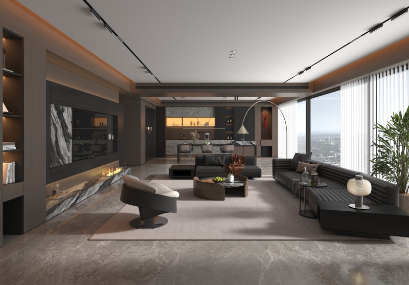 Living Room and Kitchen Scene 5 Model 3D .c4d .max .obj .3ds .fbx .stl .blend