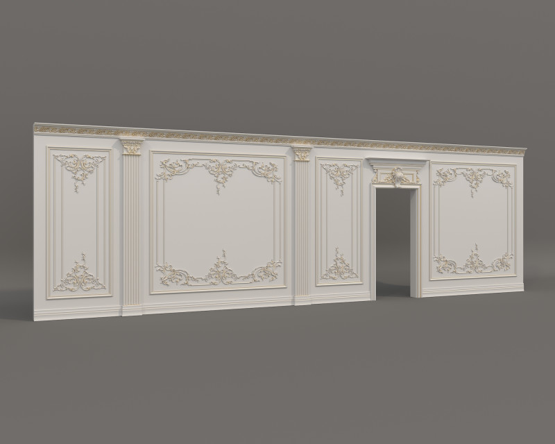 Wall Molding in Classic French Style 55 3D Model .c4d .max .obj .3ds .fbx .stl .blend 