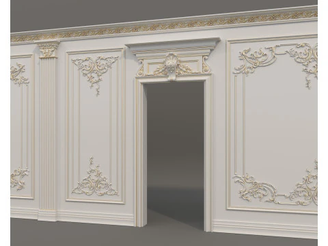 Listwy ścienne w klasycznym stylu francuskim 55 Model 3D
