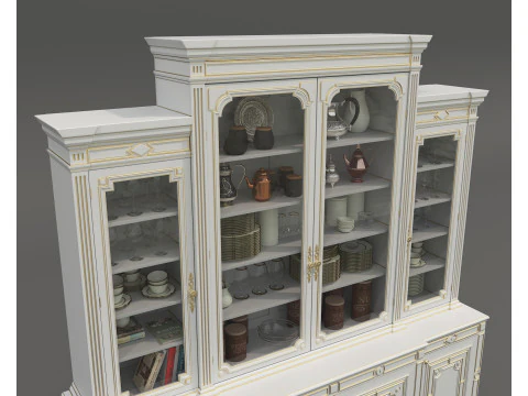Classic Display Cabinet and Decoration 15 3D Model