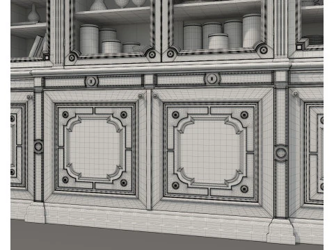 Classic Display Cabinet and Decoration 15 3D Model