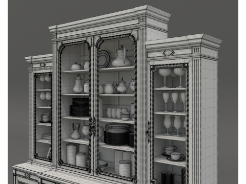 Classic Display Cabinet and Decoration 15 3D 모델