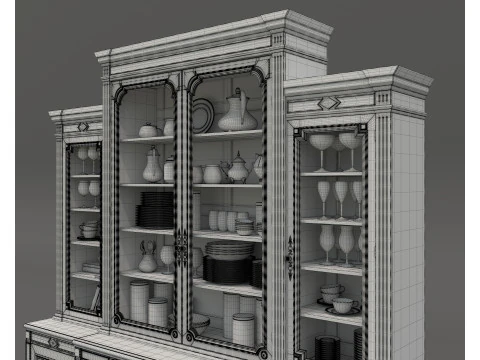Classic Display Cabinet and Decoration 15 3D Model