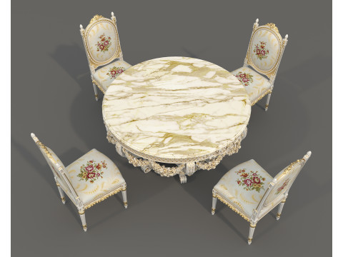 Classic European style Dining Table and Chairs 63 3D Модель