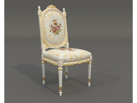 Classic European style Dining Table and Chairs 63 3D Model