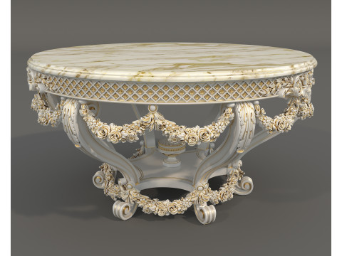 Classic European style Dining Table and Chairs 63 3D Модель